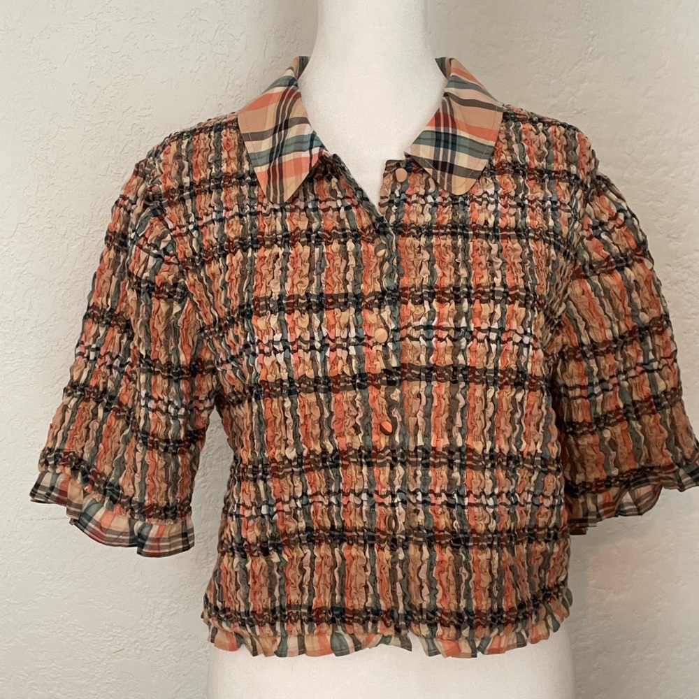 Ulla Johnson Plaid Jules Top Size 12